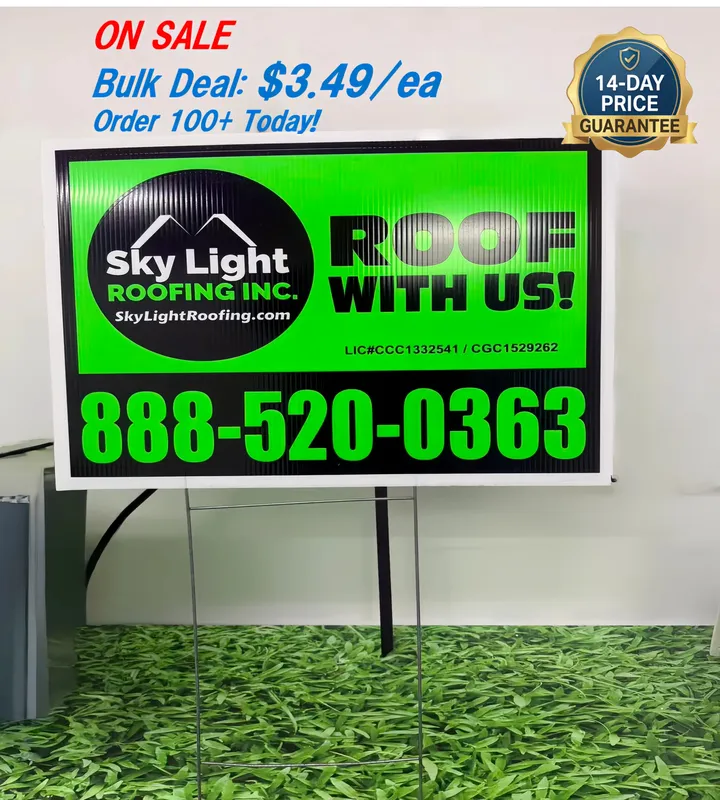 24x24 Waterproof Coroplast Contractor Yard Sign