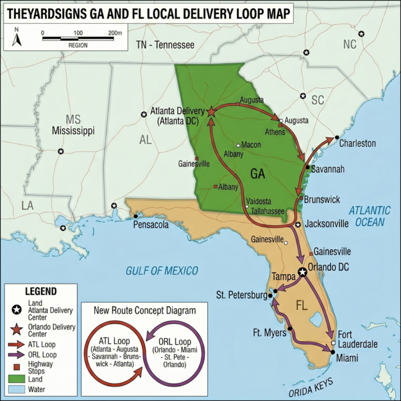 TheYardSigns Private Local Fleet:-The Southeast Delivery Loops