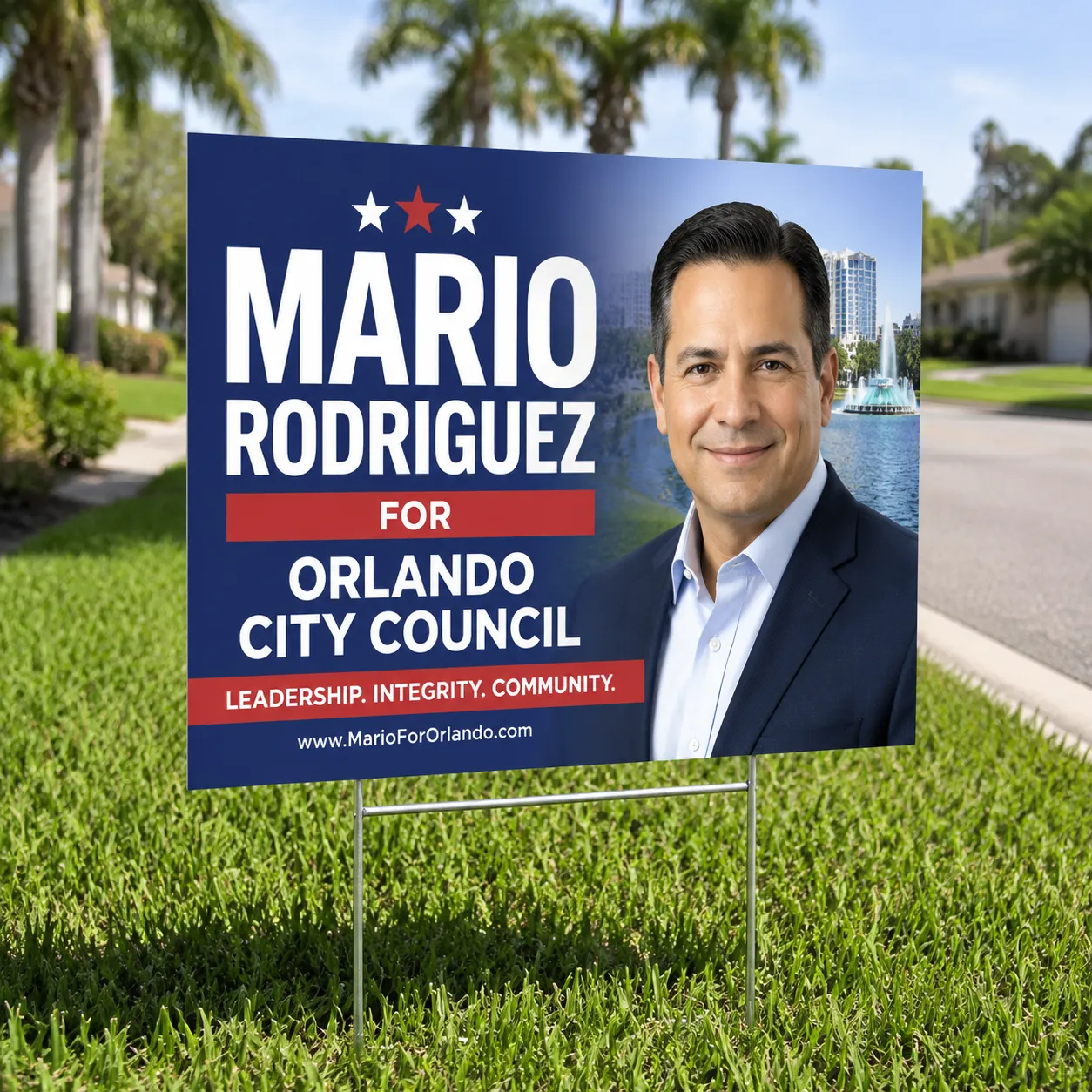 Custom printed 18x24 school board campaign signs with H-stakes in Orlando, Florida by TheYardSigns