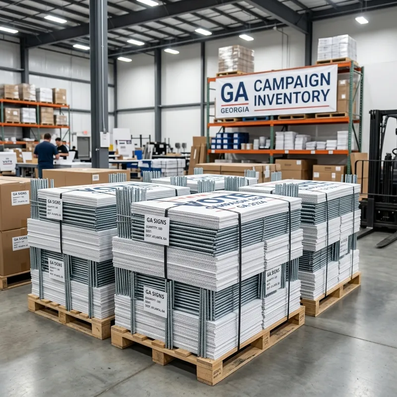 Wholesale Georgia campaign sign bundles ready for local shipping and pickup